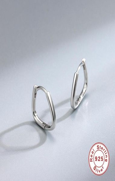 

hoop huggie aide silver color glossy earrings for women real s925 sterling pearshaped geometric trapezoidal3597042, Golden;silver