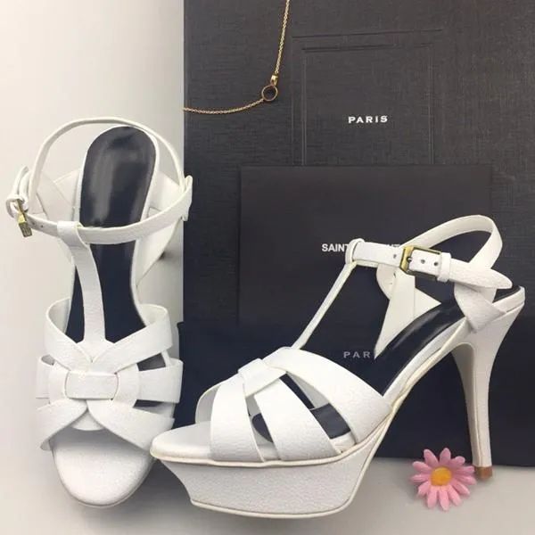 

luxury designer women sandals stiletto high heel shoes 1014 cm t-strap wedding bridal shoes tribute patent leather platform sandal with box, Black