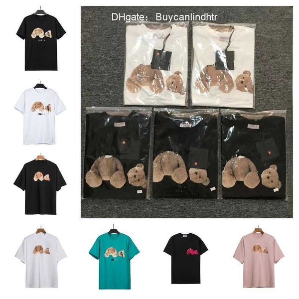 

angel chaopai palm letter printing short sleeve t-shirt for men and women couples loose high street casual half, White;black
