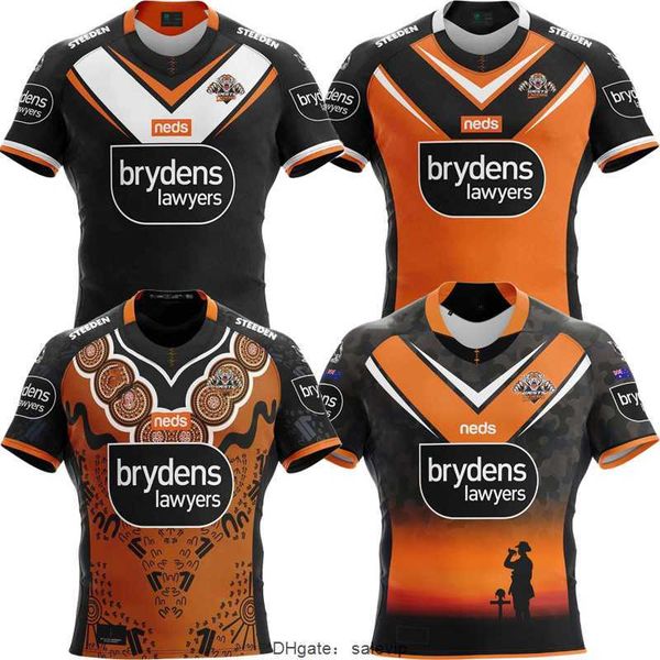 

2022 wests tiger rugby jersey home away anzac indigenous mens shirt delivery size s-5xl, White;black