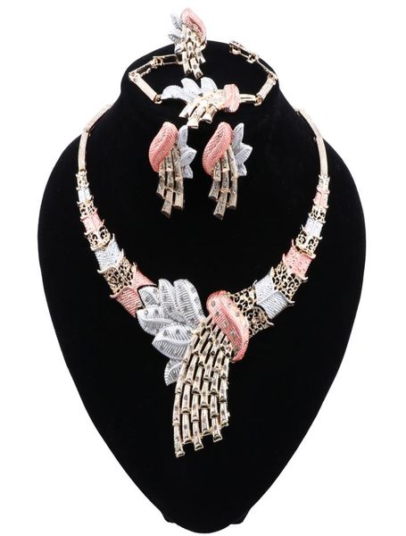 

dubai jewelry sets gold silver wedding necklace earrings bracelet ring set for women bridal party costume accessories9626846, Slivery;golden