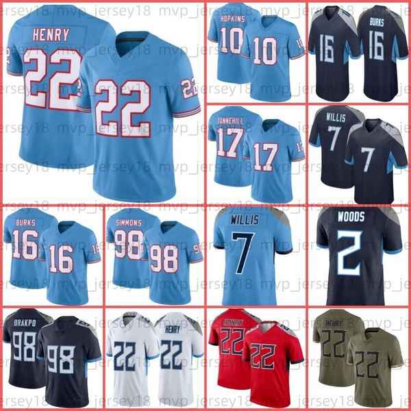 

22 derrick henry football tennessees titanes jersey deandre hopkins ryan tannehill will levis peter skoronski treylon burks malik willis kev, Black;red