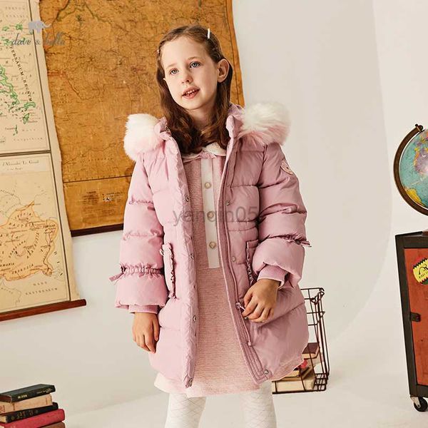 

down coat dave bella winter baby girls 5y-13y fashion solid hooded down coat children 90% white duck down padded kids jacket dk4223689 hkd23, Blue;gray