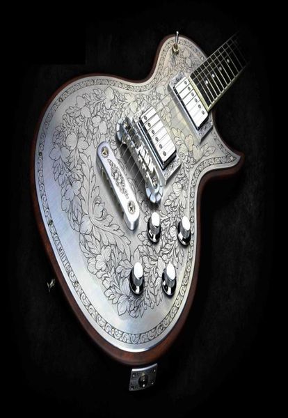 

super rare maitis casimere mfp22 metal front natural electric guitar flower satin finished6593321