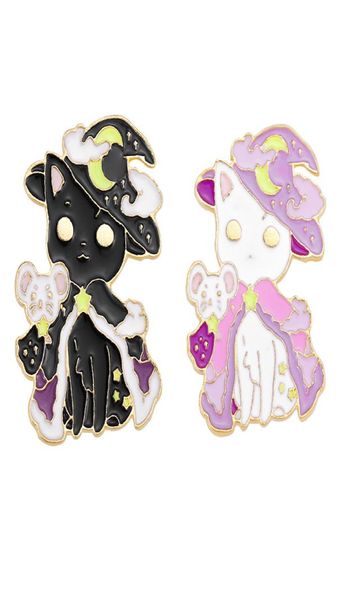 

cute cat animal witch brooches pin for women kids fahsion jewelry shirt coat dress denim bag decor metal enamel pin1399167, Gray