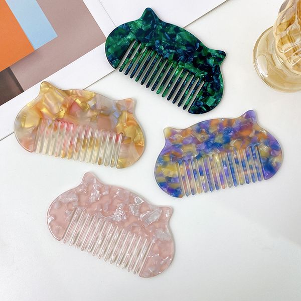 

fashion marbling pattern hair brushes wholesale detangle cat shape hair brush comb hair styling tools travel hair comb, Silver