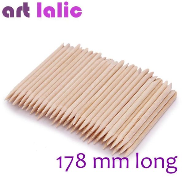 

artlalic 100pcs new 178mm long nail art design orange wood stick cuticle pusher remover manicure care nail tools whole1766181