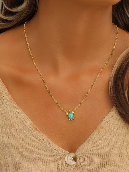 

women's accessories turtle pendant necklace, Silver