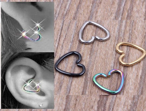 

40pcslot mixed 4 colors ear cartilage earrings piercing heart labret rings lip hoop nose rings body jewelry4814354, Silver