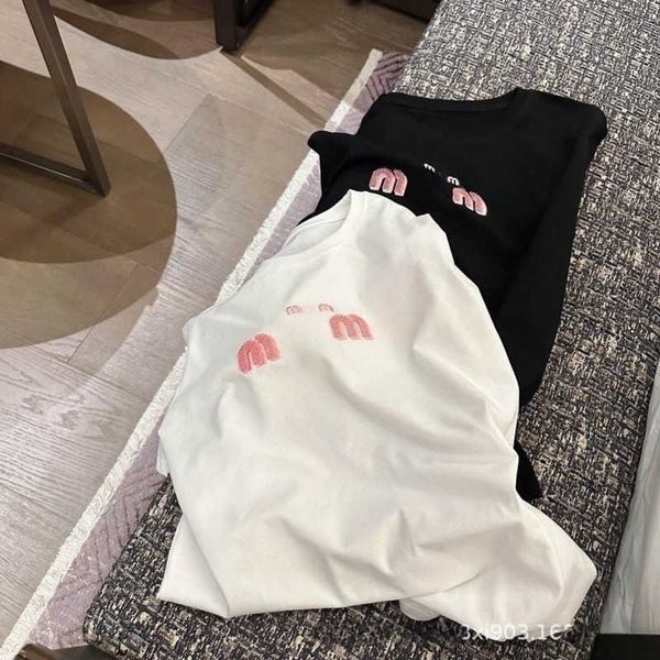 

23ss new womens t shirt fashion three-dimensional embroidery furry letter tee designer t shirt simple loose short-sleeved summer round neck, Black