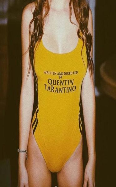 

insta fashion quentin tarantino printed side stripe strap yellow bodysuits women cotton knitted brand bodysuits females y21646788, Black;white