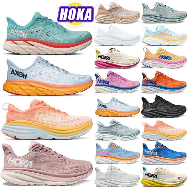 

with box hoka hokas one one bondi clifton 8 9 designer shoes running shoes for men women x 2 3 mens womens shoe shifting sand black white bl