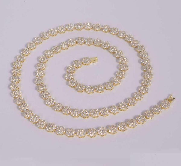 

pendant necklaces 5mm clustered rose white gold plated 925 sterling sier iced diamond cz flower tennis chain necklace drop deliver7739391, Silver