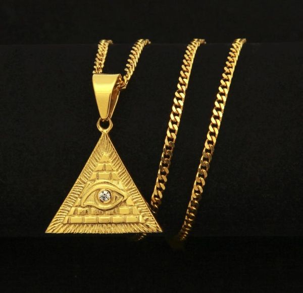 

hip hop chains anniyo egyptian pyramid necklaces for womengold color egyptians eye of horus jewelry egypt eye amulethieroglyphic3313374, Silver
