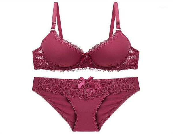 

seamless bras briefs set for women lace bra lingerie set b c cup brassiere soft panties female underwear elegant intimates15215567, Red;black