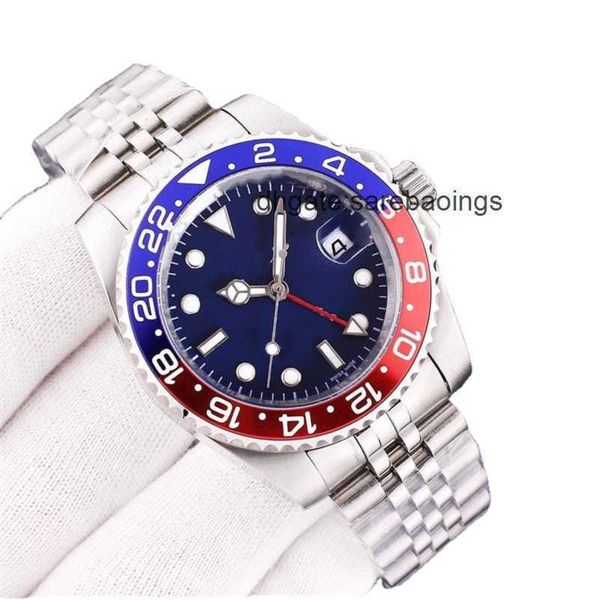 

local warehouse mens watch all work automatic mechanical watches stainless steel blue red ceramic sapphire glass 40mm men watches wrist, Slivery;golden
