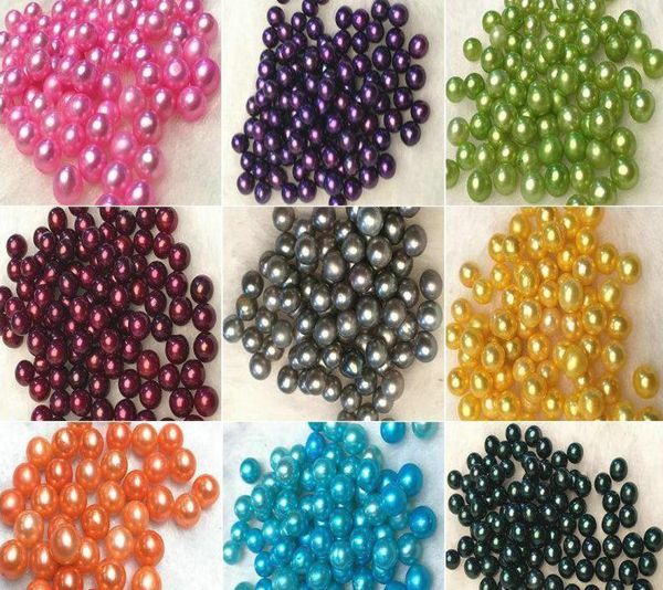 

new fashion diy beads round natural freshwater pearl 67mm bulk multicolor grade particle pearl beads for diy jewelry making9767241, White