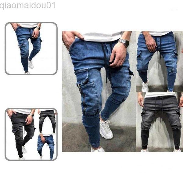 

men's jeans men's jeans autumn terrific straight mid waist multi pockets skin-friendly all match trousers for dating men l230725, Blue