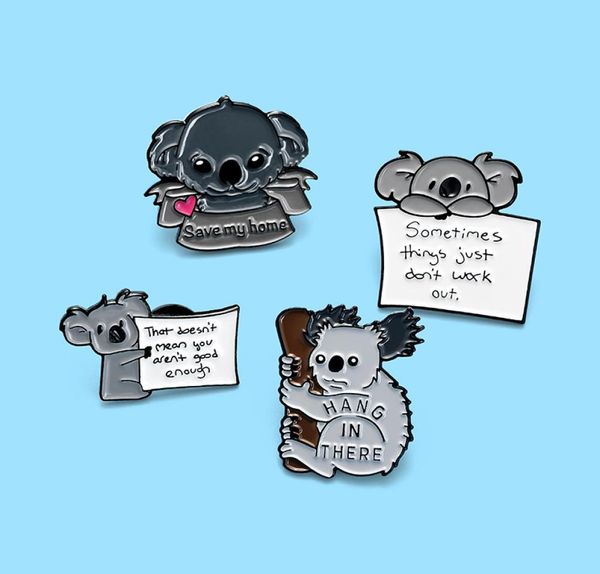 

save my home lovely koala bear pin badges brooches metal enamel pins costume jewelry backpack shirt accessories5680025, Gray