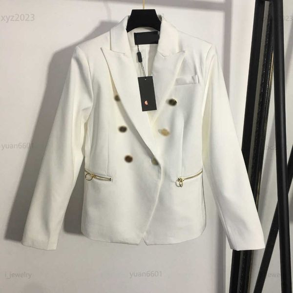 

women designer blazer fashion letter double breasted button girl suit size s-l zipper pocket decoration overcoat july20, White;black