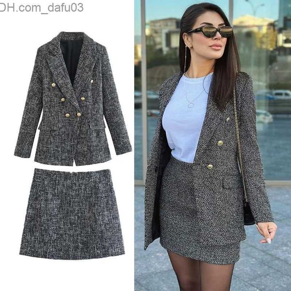 

two piece dress two piece dress blazer 's suit jacket fashion chic simple office women s autumn winter slim long sleeve coat warm skirt, White