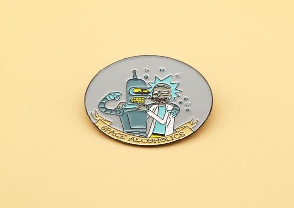 

space alcoholics enamel pin duet of bender bendin rodriguez and rick sanchez fans brooch badge5569826, Blue