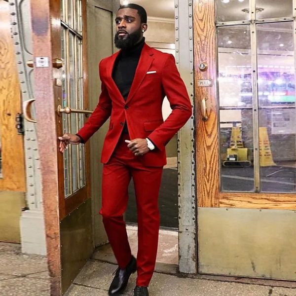 

classy red slim fit mens suits wedding grooms tuxedos notched lapel formal blazer two buttons prom suit jacket pants, Black;gray