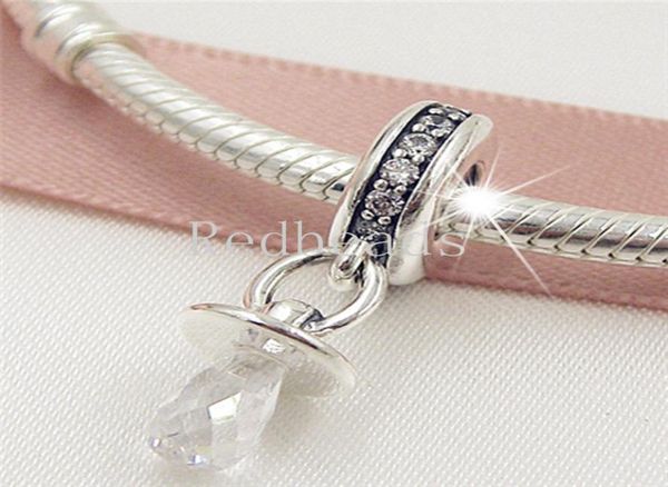 

new 100% s925 sterling silver pacifier pendant dangle charm bead fits european style jewelry bracelets5327614, Black