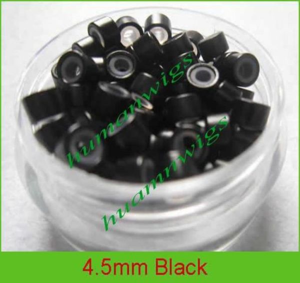 

45mm silicone micro ring links for hair extensionshair extension toolsblack5000pcsmix color2525824, Black
