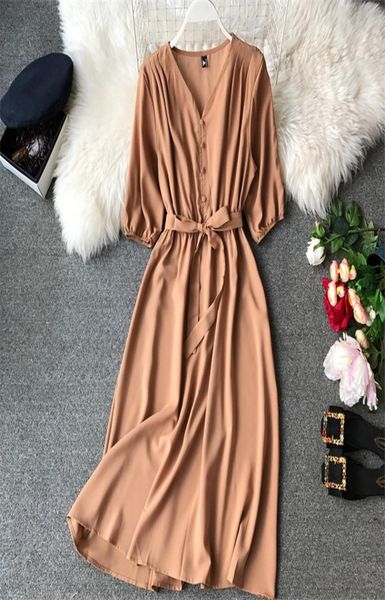 

fashion spring new v neck summer midi long dress vestido de festa evening party bandage women casual elegant high waist vestidos y9918036, Black;pink