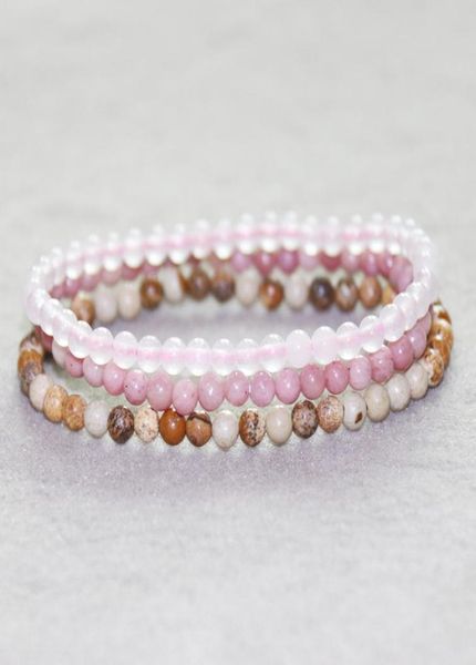 

mg0052 whole rose quartz rhodonite bracelet set picture jasper bracelet 4 mm mini gemstone yoga mala jewelry3796478, Black