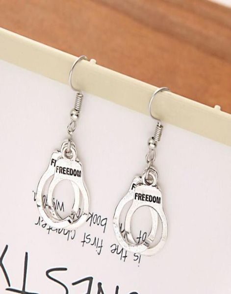 

20pair silver plated cute handcuffs friendship dangle drop earrings charms pendant earrings ear stud diy jewelry new1058984, Golden