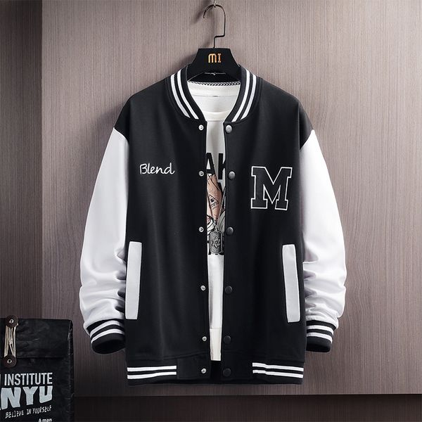 

mens jackets big m letter print hip hop patchwork baseball bomber men spring oversized streetwear coats 230725, Black;brown