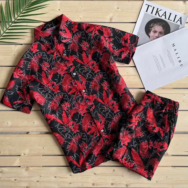 

men s tracksuits hawaiian shirt for men 2 piece sets summer beach clothes printed shirts set casual outfit breath thin cool 230724, Gray