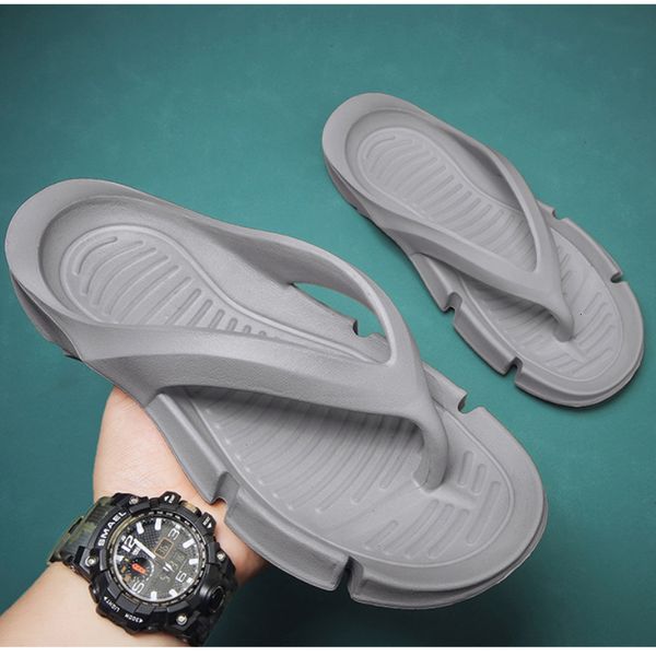 

slippers solid color flipflop men's nonslip korean style trendy beach sandals soft sole walking shoes zapatos de hombre 230724, Black
