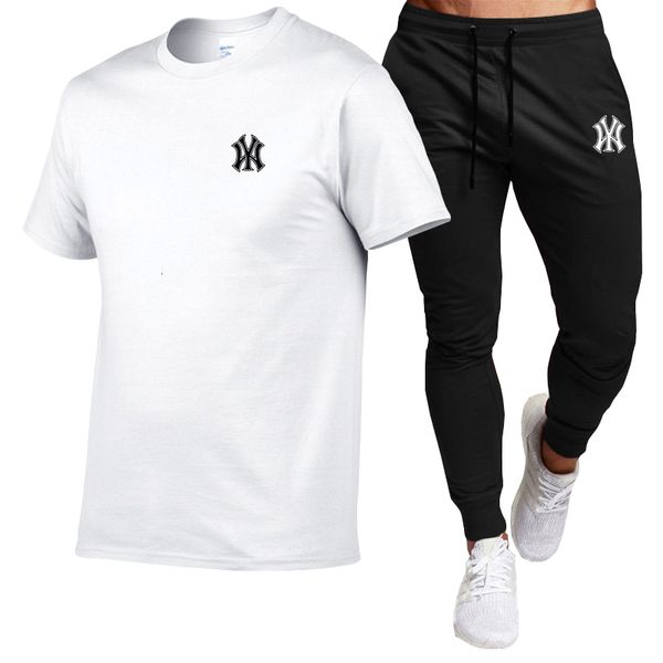

mens tracksuits men clothing man casual pants pure cotton ventilate tshirt trousers sets 230724, Gray