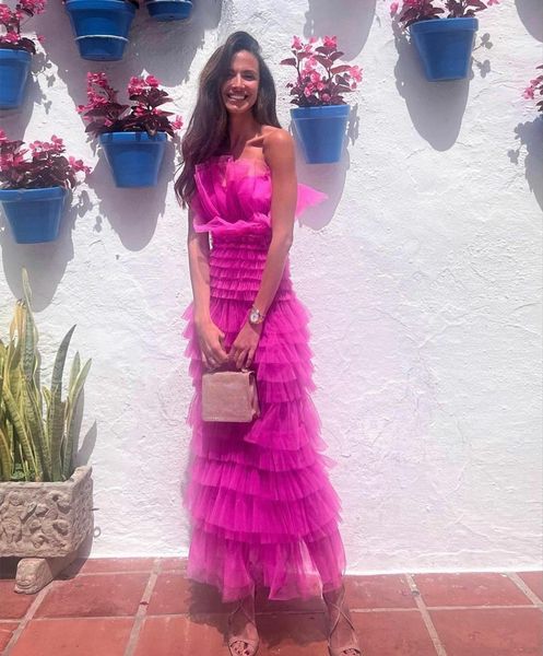 

elegant brazilian short pink tulle evening dresses a-line scalloped pleats ankle length zipper back muslim tieres formal party gown for wome, Black;red