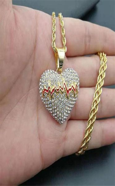 

pendant necklaces heart necklace with stainless steel chain gold color cubic zircon men039s women hip hop rock jewelry1479814, Silver