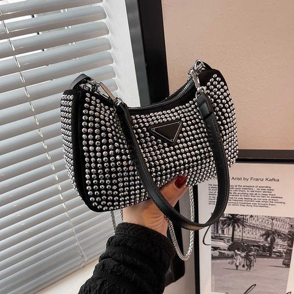 

western style small bag women's trend 2023 spring/summer new fashion rhinestone one shoulder crossbody bag casual and simple underarm b