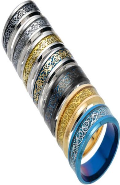 

stainless steel silver gold dragon design finger ring chinese dragon ring band rings for women men lovers wedding ring3650696