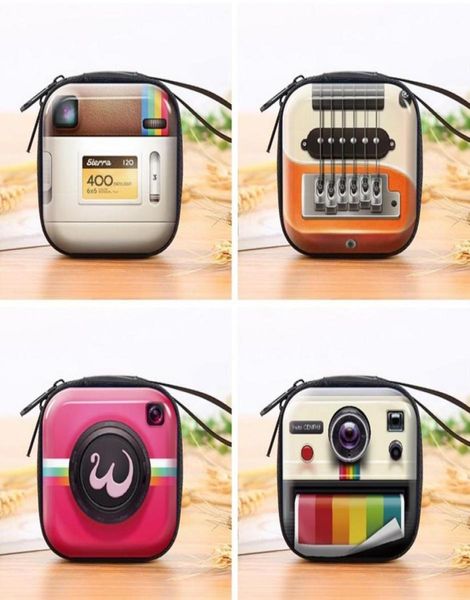 

coin purse small portable retro tinplate zipper wallet key case change bags children camera radio piano pouch kids christmas gift 2382053, White