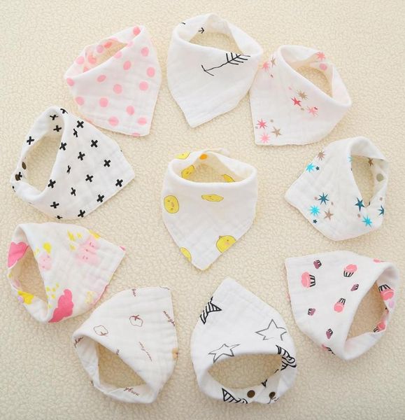 

8 layers baby newborn ins print bibs infant triangle scarf toddlers muslin cotton bandana burp cloths 23 colors6989044
