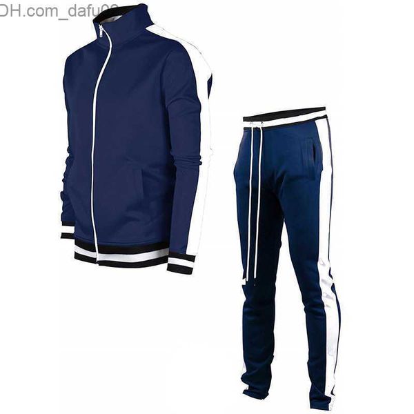 

men's tracksuits men's tracksuits new winter casual solid sets stripe tracksuits sportswear sweatshirt pants jogging clothes sport, Gray