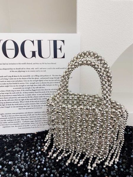 

metal silver acrylic beaded tassel handmade beaded bag mobile phone bag 230725