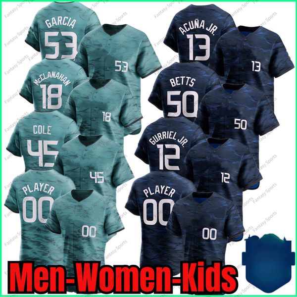 

custom all star baseball jersey williams mookie betts jose ramirez robert jr. julio rodriguez corey seager judge acuna jr.trout austin riley, Blue;black