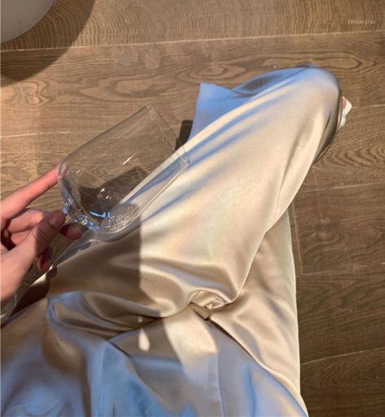 

women039s pants capris fernan silk like wide leg women autumn korea style elegant fashion mopping casual 2021 fall trousers f9100845, Black;white