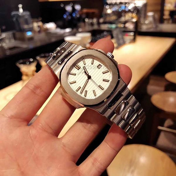 

diamond luminous wrist watches patas 40mm*8.3mm 3k 5711 same refined men's commercial luminous square wristwatch male iced out bezel gi, Slivery;brown