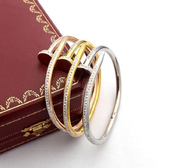 

stainless steel nail bangle designer womens love bracelets full diamond bangles fashion gold titanium bracelets jewelry5306346, Black