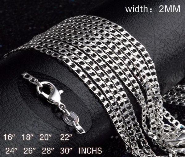 

kasanier whole 20pcs 925 silver necklace solid 2mm 16 30 inches fashion jewelry necklaces men039s and women039s party 4563548