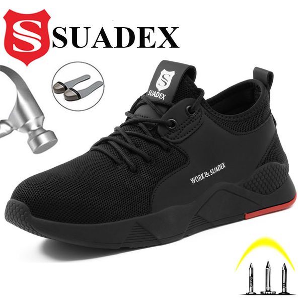 

dress shoes suadex men work safety steel toe cap antismashing puncture proof construction boots nonslip breathable 230725, Black